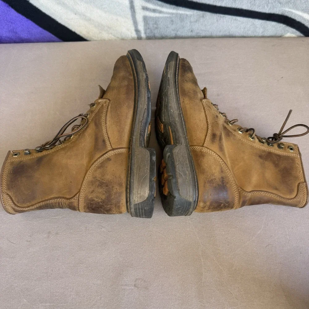 Size 9 - Ariat Men's Brown Leather Lace Up Work Boots Soft Toe 10016266